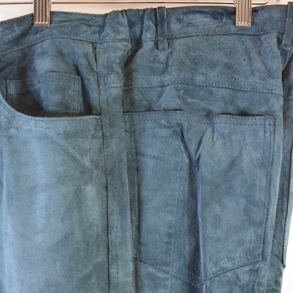 Blue Soft Shammy Suede Leather Pants High Waist SZ 16 Rogue NWOT